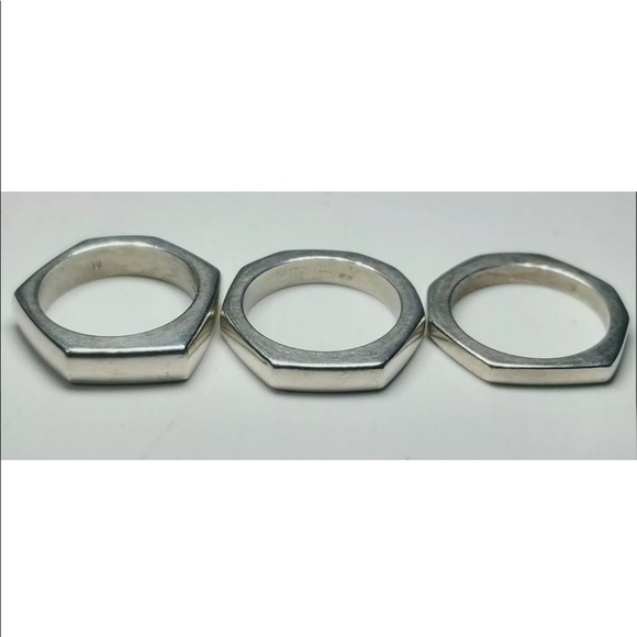 Vintage Gucci Italian  925 Hexagon Rings Size 8.75 - Picture 4 of 5